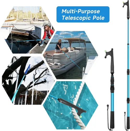 Vista 5 de SANLIKE Telescopic Boat Hook for Docking, Extendable Marine Docking Pole with Luminous Design, Rust-Resistant Aluminum, Non-Slip Handle, Lightweight