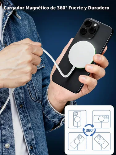 Vista 4 de Cargador magnético de Apple de 6 pies [certificado MFi de Apple] Almohadilla de carga inalámbrica rápida de 15 W para iPhone Air/17 Pro/16 Pro