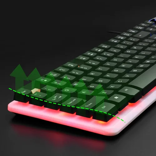 Vista 4 de Teclado y mouse para juegos con cable, teclado mecánico luminoso con sensación de mano, teclado portátil iluminado para computadora, computadora