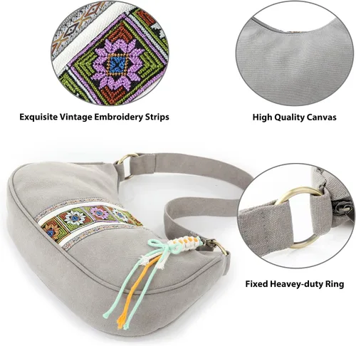 Vista 6 de Bolso Hobo para mujer, mini bolso de hombro de tela