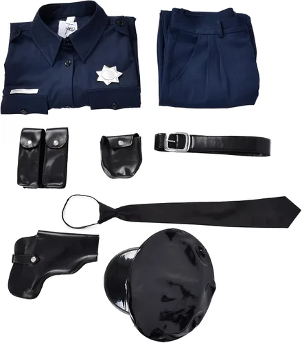 Vista 7 de Haikyuu - Uniforme de policía de manga corta para hombre, disfraz de Halloween con gorra