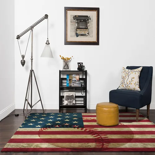 Vista 32 de Alfombra moderna y contemporánea con bandera estadounidense para interiores, 3 x 4 pies, alfombra antideslizante con temática de camuflaje verde