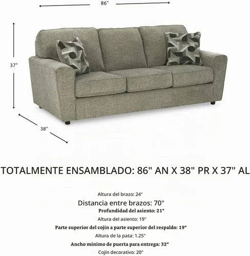Vista 3 de Signature Design by Ashley Sofá Cascilla Casual, Gris Claro