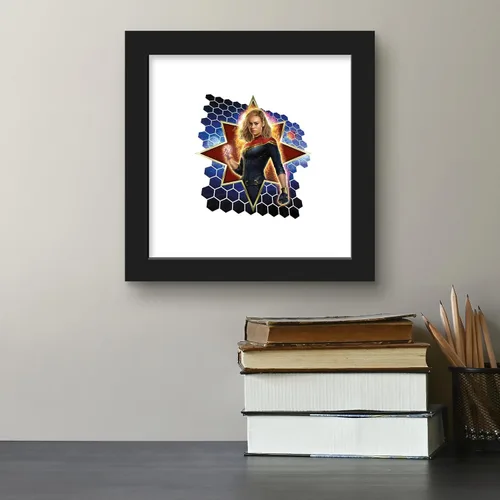 Vista 4 de Trends International Gallery Pops Marvel The Marvels - Póster de pared con icono del Capitán Marvel, 12.00 x 12.00 pulgadas, versión de marco negro