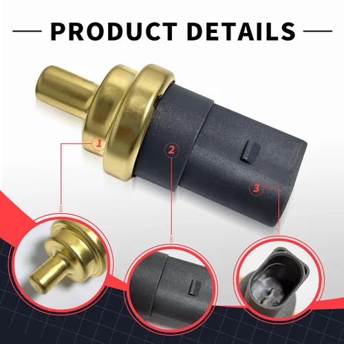 Vista 5 de 06A919501A Sensor de temperatura del refrigerante Sensores de interruptor del motor con 1 abrazaderas compatibles con Audi A3 A4 A6 Q7 S5 S6 TT