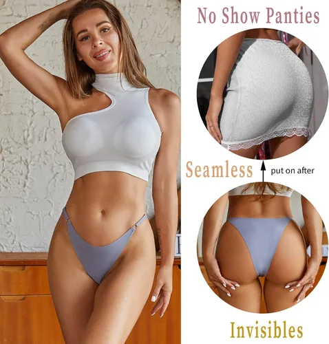 Vista 5 de CUTE BYTE Ropa interior ajustable sin costuras para mujer ropa interior sexy de corte alto paquete de 6 unidades XS-L