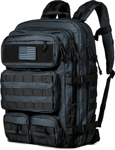 Vista 12 de Mochila Táctica Falko para Hombre y Mujer 50L Mochila 2.4 Veces Más Fuerte Mochila Militar Grande Tipo Molle, Mochila de Emergencia para Exteriores