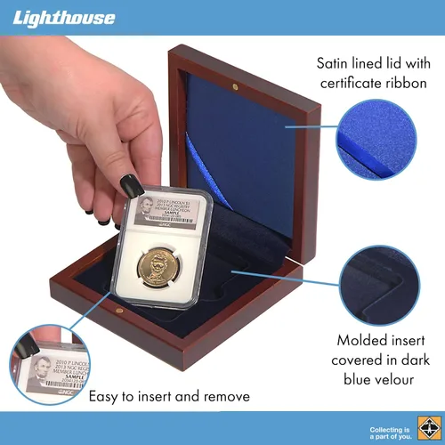 Vista 3 de LIGHTHOUSE - VOLTERRA - Caja de monedas de una sola losa con tapa forrada de seda para PCGS, NGC, ANACS, IGC y más