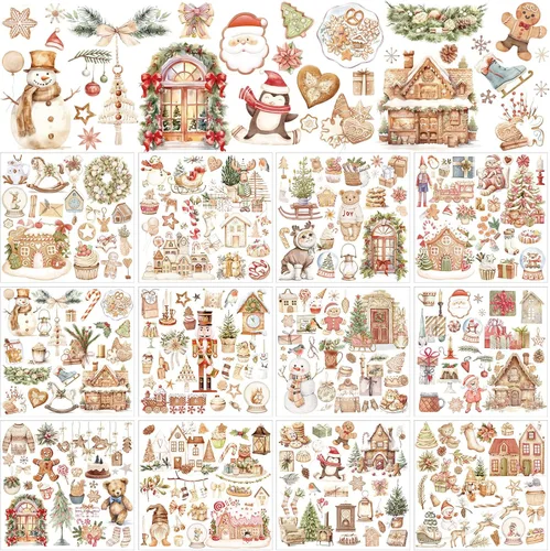 Vista 15 de BBTO 12 hojas de transferencia de Navidad para manualidades y muebles, calcomanías de transferencia de Navidad, calcomanías de invierno para madera