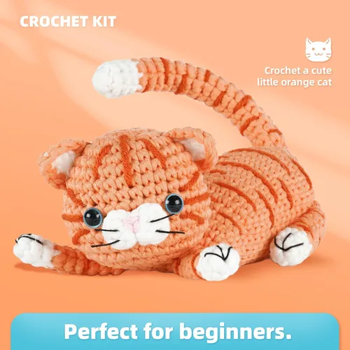 Vista 2 de MOREJMTT Kit de ganchillo para adultos principiantes, aprender a tejer, incluye hilo suave fácil de tejer, tutorial en video paso a paso, gancho