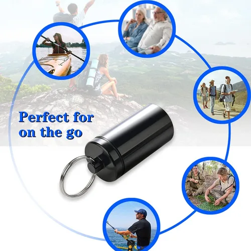 Vista 3 de Pastillero portátil, de aleación de aluminio, impermeable, pastillero para bolso, pequeño pastillero diario para viajes al aire libre, campamento, 2
