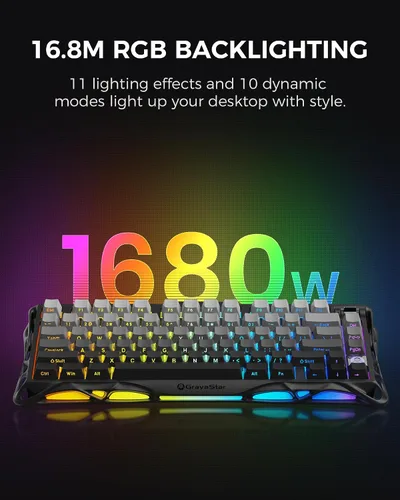 Vista 6 de GravaStar Mercury K1 Teclado mecánico inalámbrico 75% para juegos, aleación de aluminio, teclado compacto personalizado con conector de intercambio