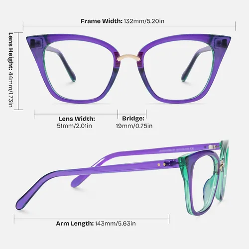 Vista 8 de Zeelool Marco de gafas de ojo de gato para mujeres lente transparente Chandrika ZOP01899