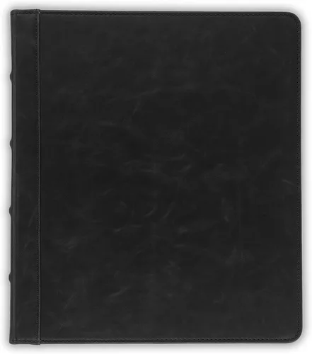 Vista 4 de Samsill Carpeta de cuero vintage con 3 anillos redondos de 0.5 pulgadas (100 hojas), documentos de 8.5 x 11 pulgadas, organizador profesional, Negro