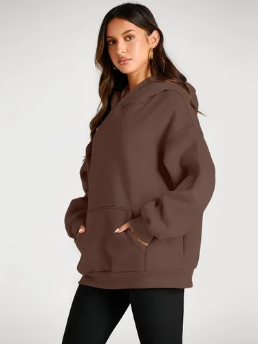 Vista 181 de Trendy Queen - Sudaderas extragrandes con capucha para mujer, suéteres de manga larga, sin botones, de vellón, de otoño, ropa de invierno