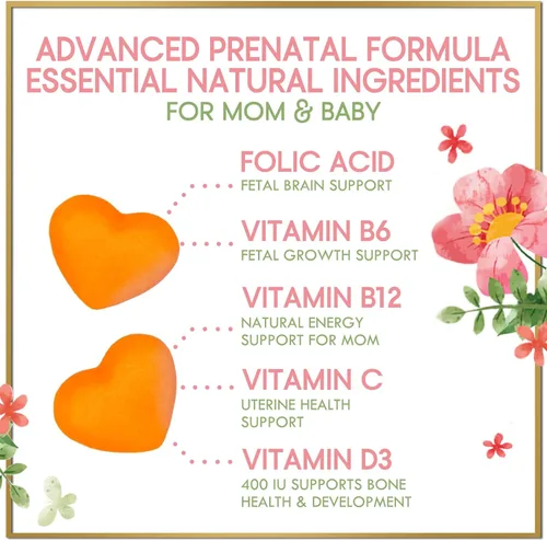 Vista 3 de Vitaminas prenatales para mujeres – Multivitamínico completo para el embarazo – Ácido fólico, Omega 3 DHA, colina, vitamina D – Apoyo esencial