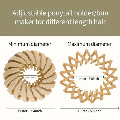 Vista 4 de TOBATOBA Bird Nest - Pinza mágica para el cabello, 5 unidades, plástico mate, horquilla expandible para cabello fino, soporte para cola de caballo