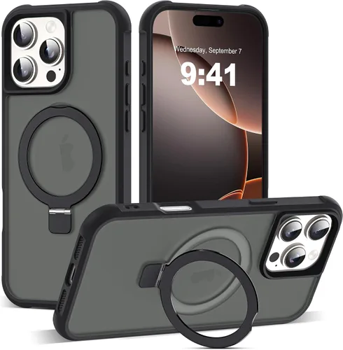 Vista 101 de SKYLMW - Funda compatible con iPhone 11 de 6.1 pulgadas, con soporte magnético invisible tipo anillo, funda translúcida de grado militar, compatible