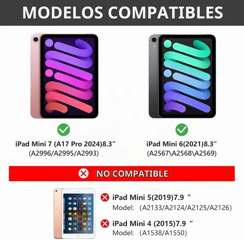 Vista 2 de TaIYanG Funda de teclado para iPad mini 7 A17 Pro 2024 y Mini 6, funda de teclado con trackpad retroiluminado de 7 colores para iPad mini 6ª