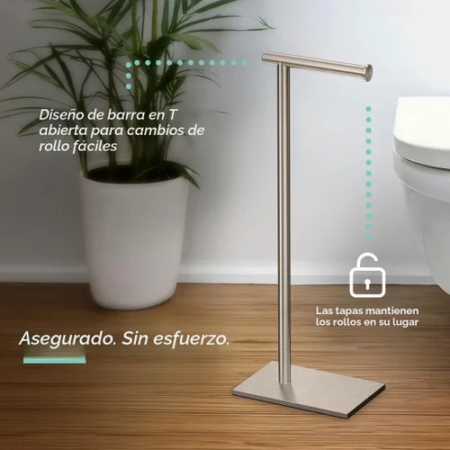 Vista 3 de Gatco 1431SN, soporte de papel higiénico independiente con base rectangular, moderno, 22.25 pulgadas, níquel satinado/soporte de papel higiénico
