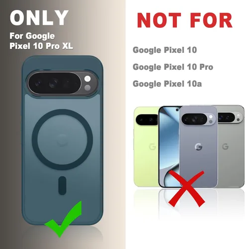 Vista 1102 de Funda para Google Pixel 10 Pro XL, cubierta magnética mate, color negro Fit for MagSafe, Screen Protector included, Shockproof Military Grade