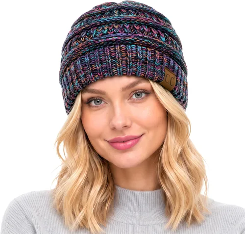 Vista 28 de C.C Exclusives Gorro de Punto de Cable - Gorros Gruesos, Suaves y Cálidos de Punto Grueso Chenille Teniente Mel Gris