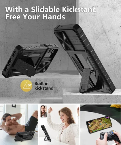 Vista 3 de FNTCASE - Funda para Samsung Galaxy A13-5G con cubierta deslizante para cámara y funda Soporte integrado, protección a prueba de caídas de grado