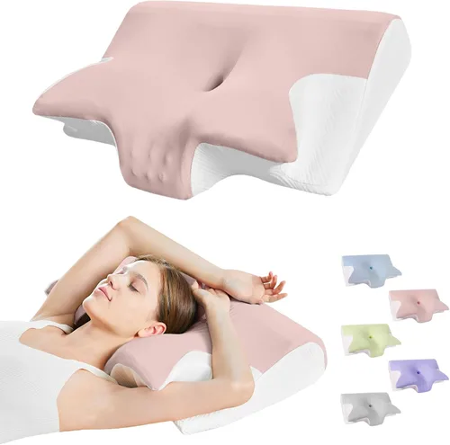 Vista 9 de Almohada cervical para el cuello para el dolor de cuello, alivio de ronquidos, apnea del sueño, almohada ergonómica para dormir lateral y espalda