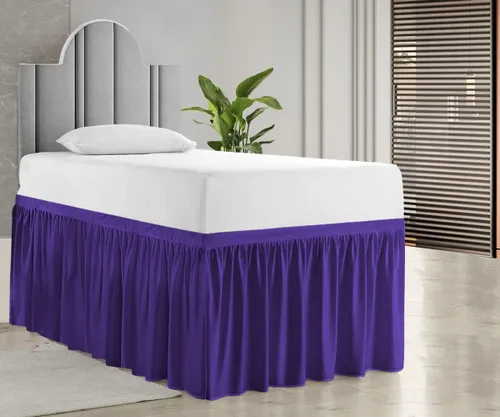 Vista 20 de Falda de cama de calidad de hotel de 800 hilos, 100% algodón con volantes, tamaño de 30 pulgadas, suave, extra larga, elástica, para dormitorio