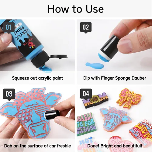 Vista 4 de MUBYOK Juego de 50 esponjas para dedos para manualidades de bricolaje en automóvil (colores aleatorios)