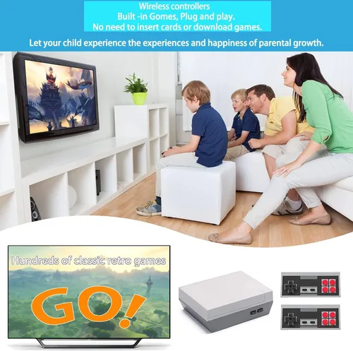 Vista 6 de Wireless Retro Game Console, 2026 New Classic Mini TV Gaming Console, Built-in 620 Video Games with 2 Wireless Controllers, AV Output 8-Bit Game