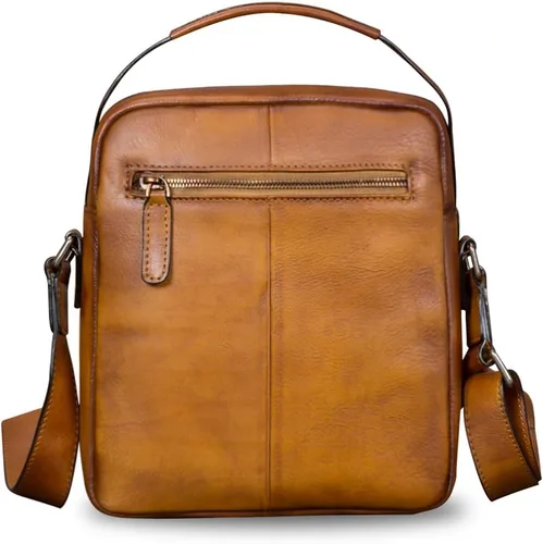 Vista 3 de Bolsas de mensajero de cuero para hombres Crossbody Bolsas de hombro Hombre Bolso Satchel Marrón talla única
