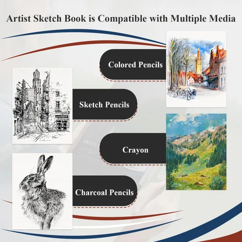 Vista 7 de Ankkol Cuaderno de bocetos con espiral 5x7, pequeño bloc de dibujo con tapa dura - 100 hojas, papel para bloc de dibujo mini de 68 lb/100 g/m²
