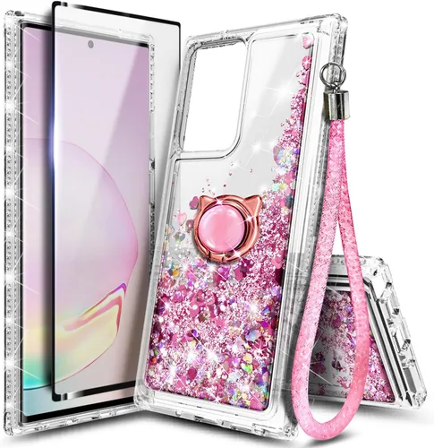 Vista 43 de NGB - Funda para teléfono Samsung Galaxy S9, color aguamarina/morado, bonita funda con purpurina líquida para mujeres y niñas, con protector