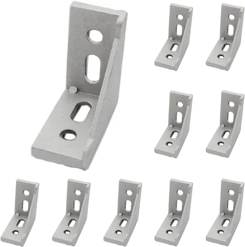 Vista 17 de Paquete de 10 soportes de esquina de perfil de aluminio, cierre de junta de ángulo recto en forma de L, conector para perfil de extrusión