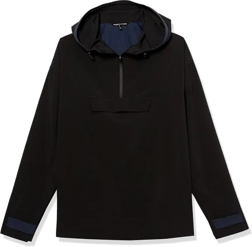 Vista 6 de Tienda Essentials Chaqueta de bloque de color con capucha y cremallera de un cuarto de tejido elástico para hombre