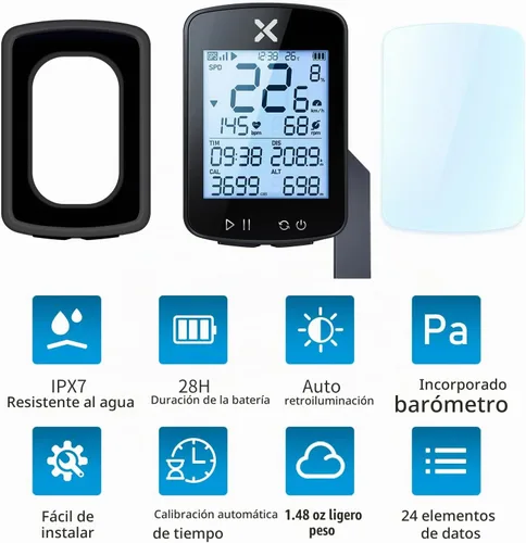 Vista 3 de XOSS G+ Gen2 - Computadora de bicicleta con GPS con soporte, velocímetro inalámbrico Bluetooth de 2.2 pulgadas, odómetro de bicicleta ANT+