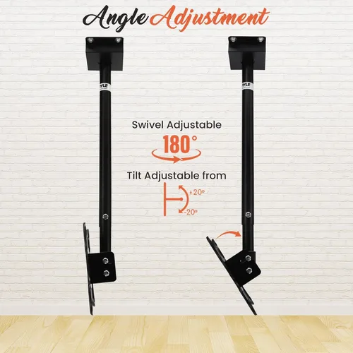 Vista 5 de Pyle Soporte de techo para TV de altura ajustable – Soporte de montaje universal VESA vertical giratorio e inclinable, soportes de 14 a 42 pulgadas