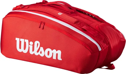 Vista 7 de Wilson 2025 Super Tour - Bolsas para raquetas de tenis rojas - Rojo/Blanco