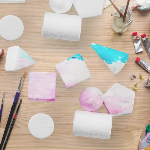 Vista 5 de SOUJOY Paquete de 32 bolas de espuma blanca, 8 formas de bola de espuma para manualidades, cono de espuma para niños, para el hogar, proyecto