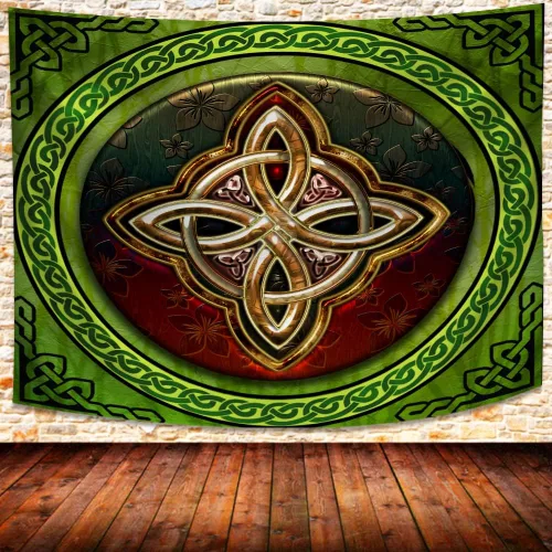 Vista 7 de SHRAPHY Tapiz celta de 60 x 40 pulgadas, tapiz nórdico vikingos, irlandés, redondo, nudo de amor, tapiz de buena suerte para sala de estar