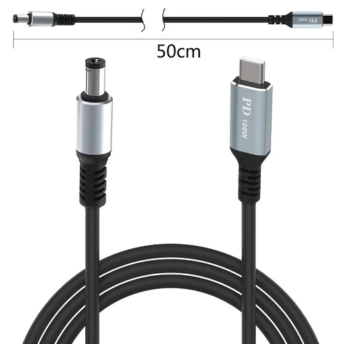 Vista 3 de Cable de carga de alimentación USB C a CC de 0.217 in x 0.083 in para portátil (5521), entrada USB tipo C macho de 20 V a CC 0.217 x 0.083 in, cable