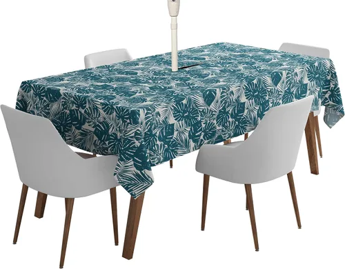 Vista 26 de Mantel cuadrado para interiores y exteriores de 58 x 58 pulgadas, mantel cuadrado impermeable para mesa de patio, manteles de primavera/verano