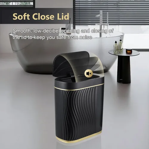 Vista 6 de SYNCVIBE Cubo de basura pequeño de 2 galones con sensor negro con tapa, cubo de basura automático de plástico, cubo de basura delgado con sensor