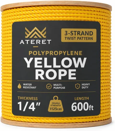 Vista 39 de ATERET Cuerda de Polipropileno Trenzada de 3 Hebras Color Tostado Monofilamento I 1-1/2" x 20 Pies I 19,350 lbs. Resistencia a la Tracción I Cordón