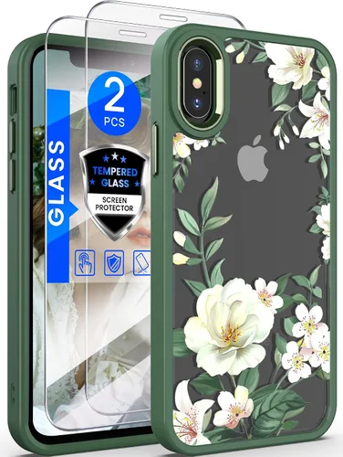 Vista 11 de Dretal Funda para iPhone X, iPhone Xs, de grado militar, parte trasera dura y borde suave, funda protectora de teléfono para mujeres y niñas con 2