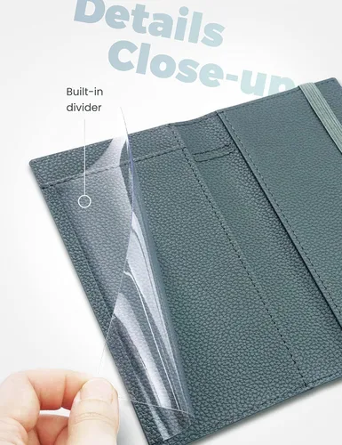 Vista 133 de Yarnic Funda para chequera personal, soporte para chequera con soporte para bolígrafo y divisor de plástico transparente integrado para cheques Rosa