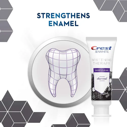 Vista 5 de Crest Charcoal 3D Pasta de dientes blanca, terapia blanqueadora, limpieza profunda con flúor, menta vigorizante, 5.2 onzas