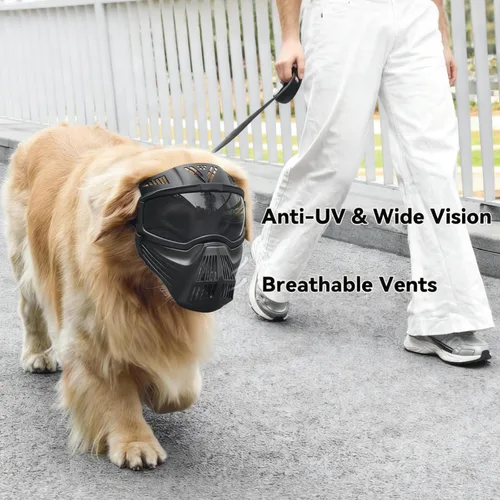 Vista 3 de Gafas de sol para perros de razas grandes, antirayos UV para protección facial completa, máscara para mascotas con agujeros transpirables