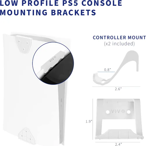 Vista 5 de VIVO Soporte de pared 2 en 1 y debajo del escritorio diseñado para consola de juegos PS5 Playstation 5 Standard y edición digital pantalla de pared